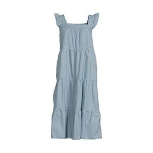 Nation LTD Womens Camille Blue Striped Cotton Tiered Ruffle Cottage Midi Dress L